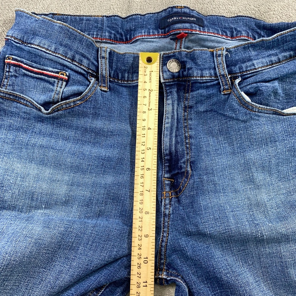 Tommy Hilfiger Jeans Mens 34/32 Blue Fade Whiskers Straight Leg Stretch Denim - Picture 6 of 13